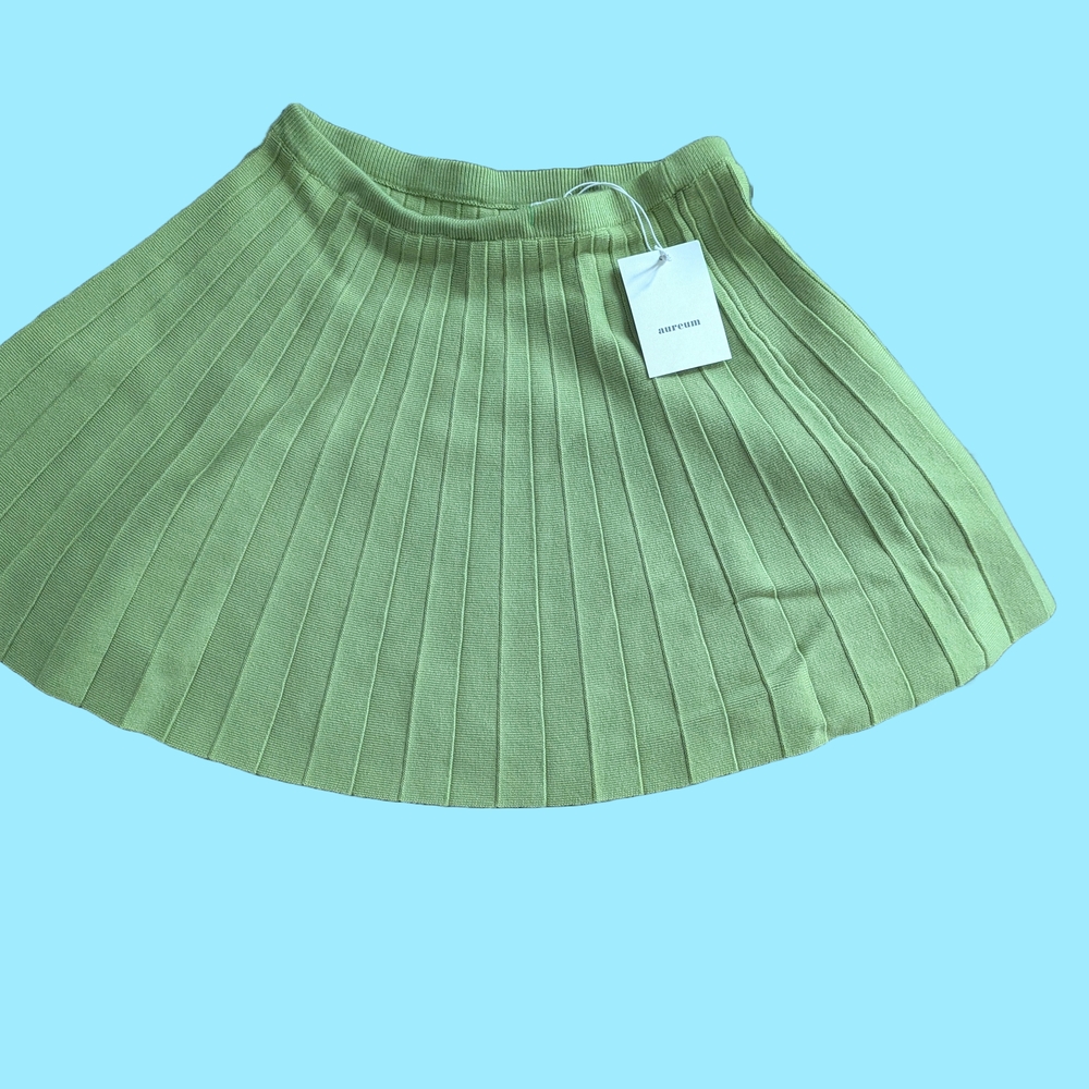 Green Pleated Skirt